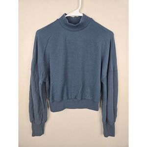 Fabletics Mock Neck Long Sleeve Cropped Sweatshirt Blue XXS Casual Athleisure